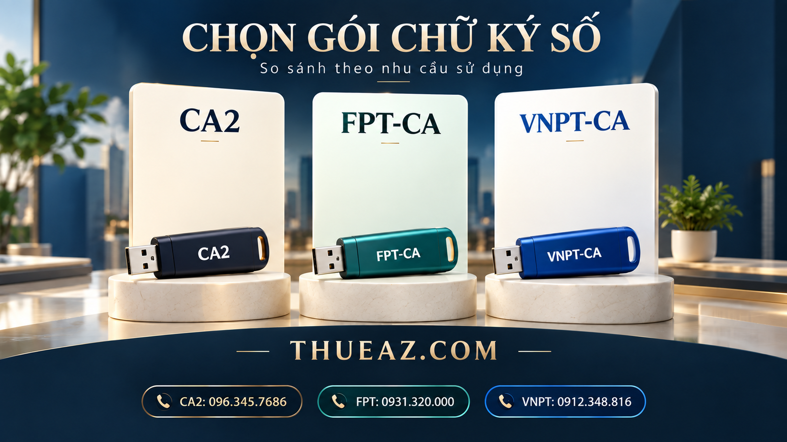 So sánh CA2, FPT-CA và VNPT-CA theo nhu cầu với hotline từng nhà cung cấp